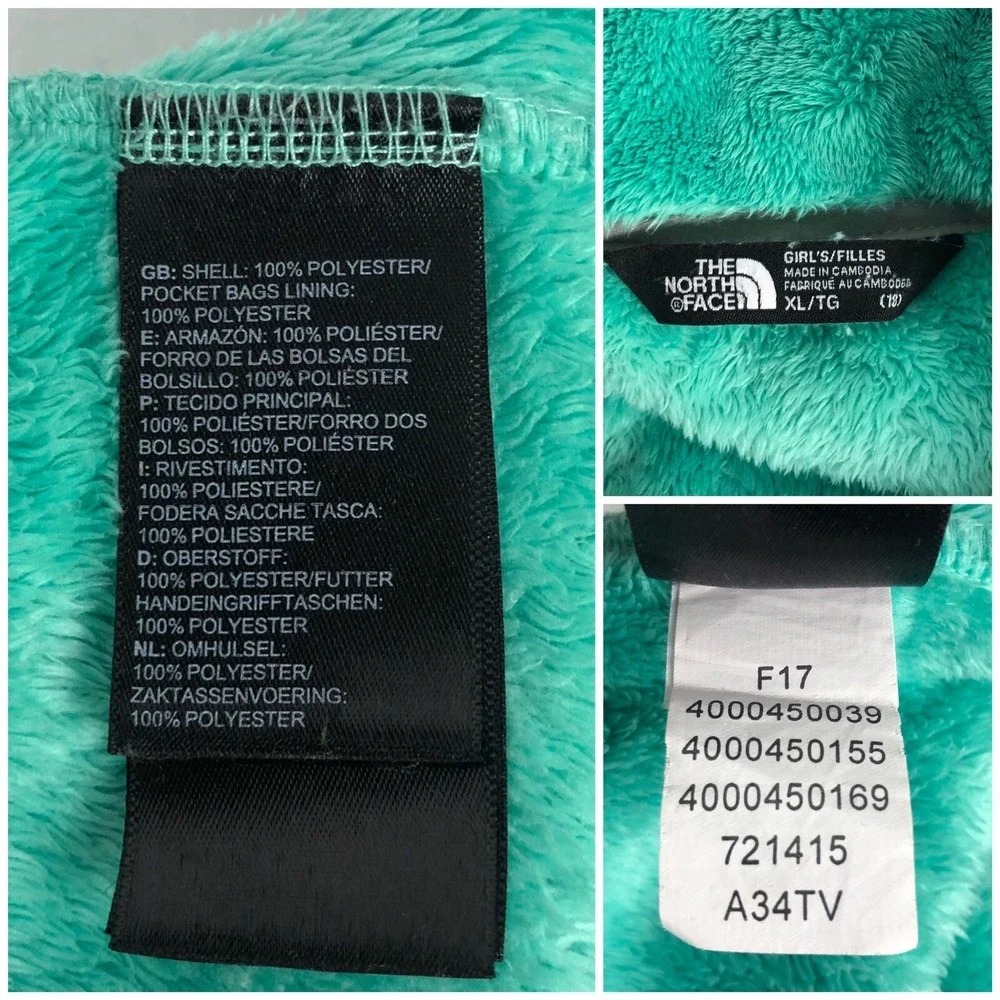The North Face Girls XL Osalita Jacket Green Fleece Soft Cozy